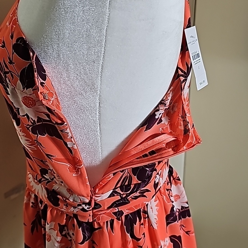 AnnTaylor One Shoulder Pink Floral Long Sleeve Blouse Size 2 - Picture 7 of 9